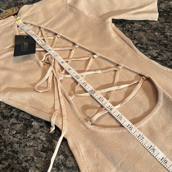 Hera collection backless cross cross tie tight fitting dress NWT L - Picture 11 of 12